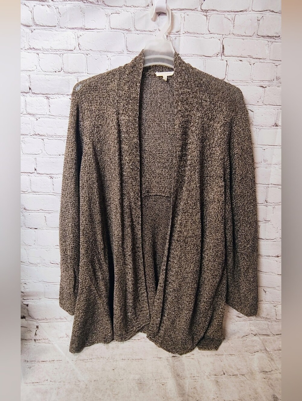 Eileen Fisher Linen Brown Muted Open Knit Cardigan 3X Lagenlook Cardigan
